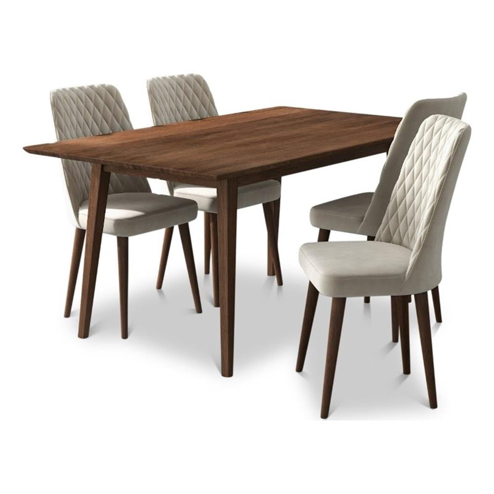 Alpen Modern Solid Wood Walnut Dining Table and 4 Chair Set - Walmart.com