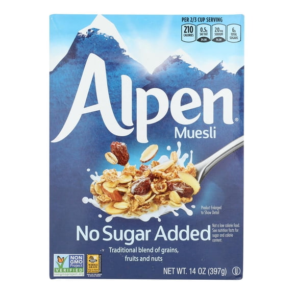 Alpen - No Added Sugar Muesli Cereal - Case of 12 - 14 oz.