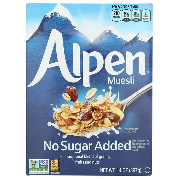 Alpen Swiss Style Muesli Cereal No Sugar Added 14 oz