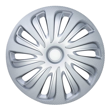 Alpena 15" Carbon Caliber Wheel Covers, Silver, set of 4