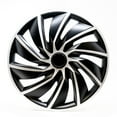 thumbnail image 1 of Alpena 15" Turbo Wheel Covers, Silver Black, Set of 4, Model 58394, Fits Most Steel Wheels, 1 of 12