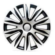 Alpena 15" Zyon Wheel Covers, Silver & Black, Set of 4, Model 58403, Fits Most Steel Wheels, ABS Finish