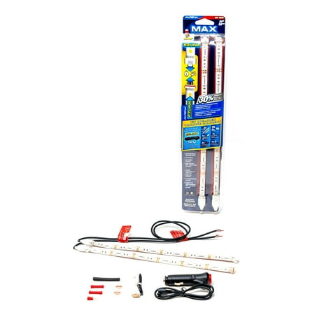 Alpena Max LED Light Interior Exterior Strip Kit, 2 x 12" Strips, Power Plug, 12V, Model 77198, Red, Universal Fit for Vehicles