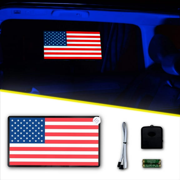 Alpena Sound Reactive LED Car Window Sticker/Ready to Glow Light-Up Decal, Music Sync Car Mod Accessory, Trendy Wireless Sticker for Custom Looks, Easy to Stick Remove, US Flag