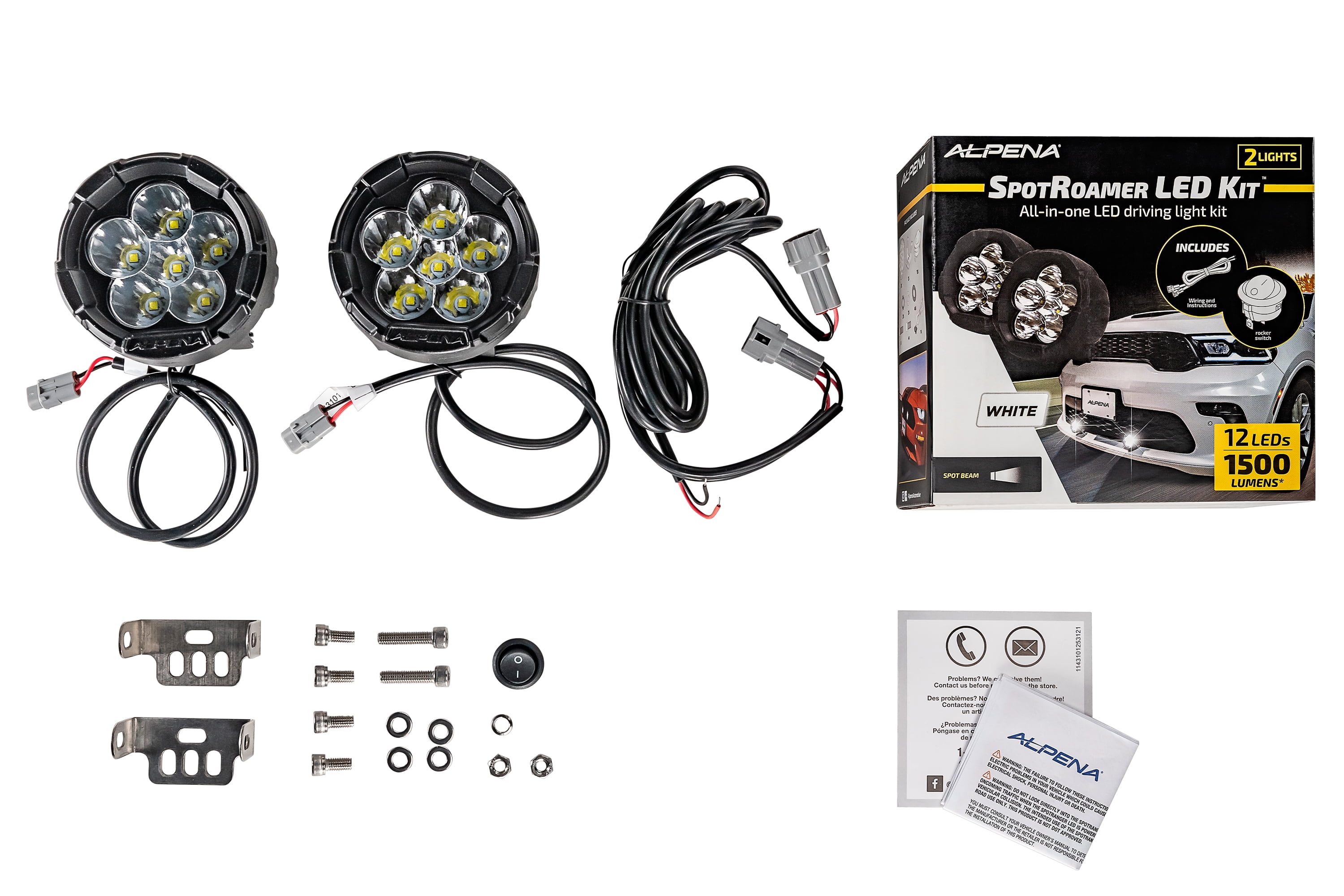 lighed to uger overholdelse Alpena SpotRoamer 12-24V LED Spotlights Kit, Model 77712, Universal Fit for  Vehicles - Walmart.com