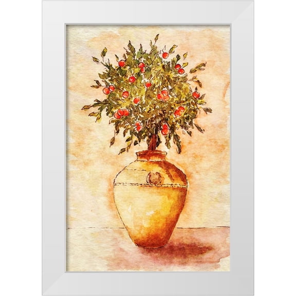Alpenglow Workshop 11x14 White Modern Wood Framed Museum Art Print Titled - Potted Fruit Tree
