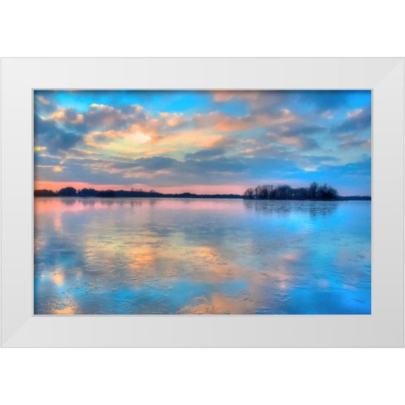 Alpenglow Workshop 14x11 White Modern Wood Framed Museum Art Print Titled - Pastel Clouds at Sunset
