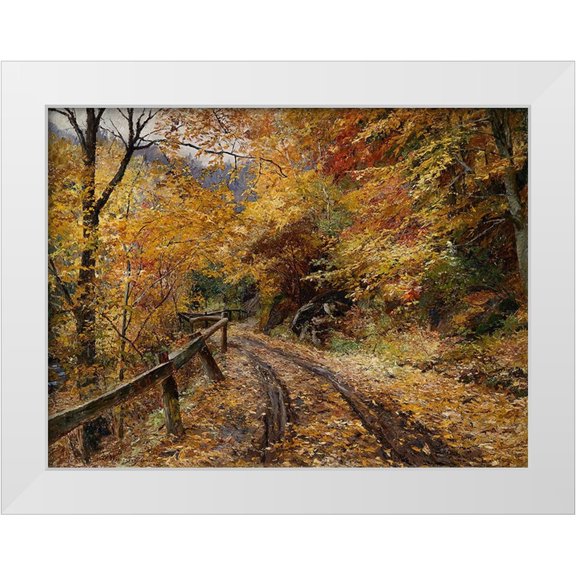 Alpenglow Workshop 14x12 White Modern Wood Framed Museum Art Print Titled - Falling Leaves