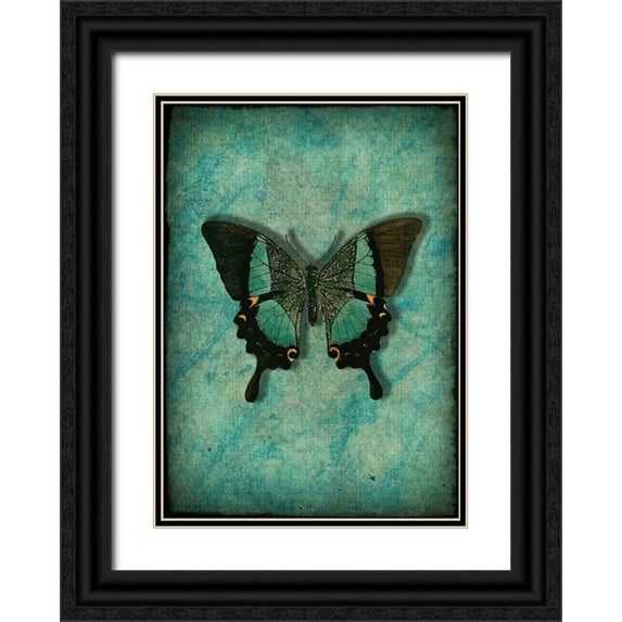 Alpenglow Workshop 18x24 Black Ornate Wood Framed with Double Matting Museum Art Print Titled - Vintage Butterfly