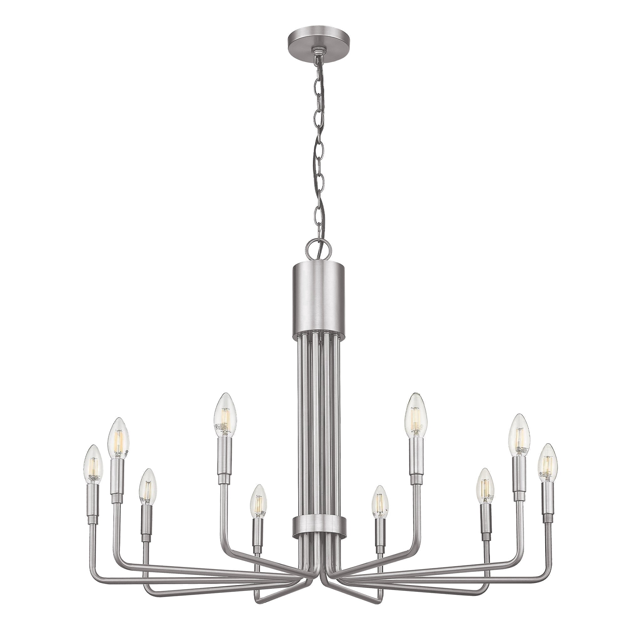 Vivio Lighting 10-Light Brushed Nickel Farmhouse Chandelier