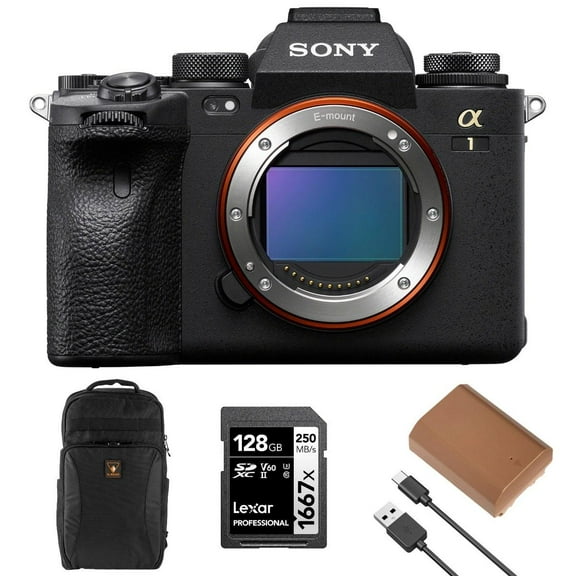 Sony Alpha 1 Full Frame Mirrorless Digital Camera Bundle with Backpack, 128GB SD Card, Extra Battery