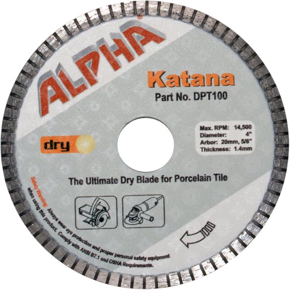 Alpha 4" Katana Wet/Dry Blade with 5/8" Arbor