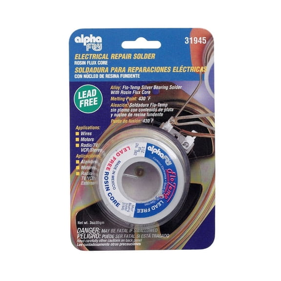 Alpha Fry 3 oz. Lead-Free Rosin Core Solder 0.062 in. Dia. Tin / Copper / Silver Tin, Copper, Silver Solder