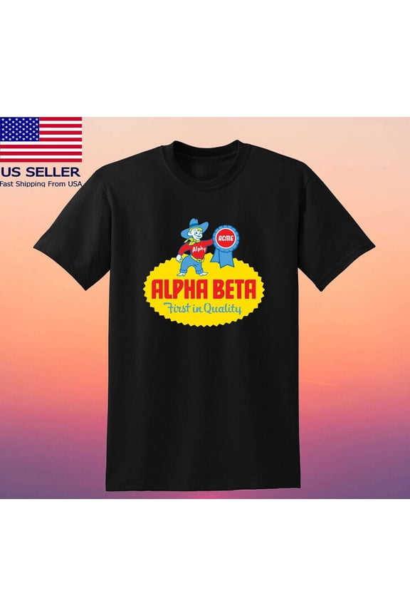 Alpha Beta Supermarket Men's Black T-shirt Size S-5XL