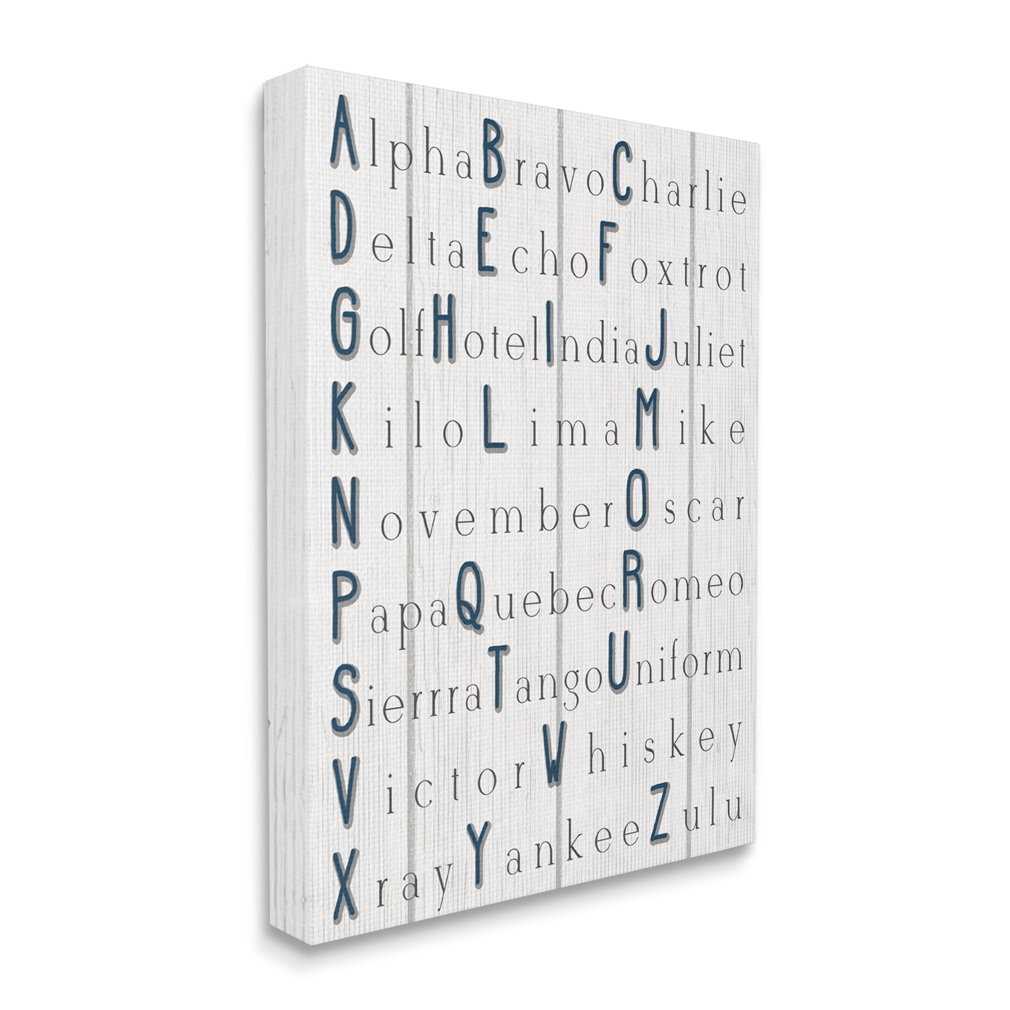 Alpha Bravo Charlie Kids Alphabet Word Design Oversized Stretched Canvas Wall Art by Daphne Polselli