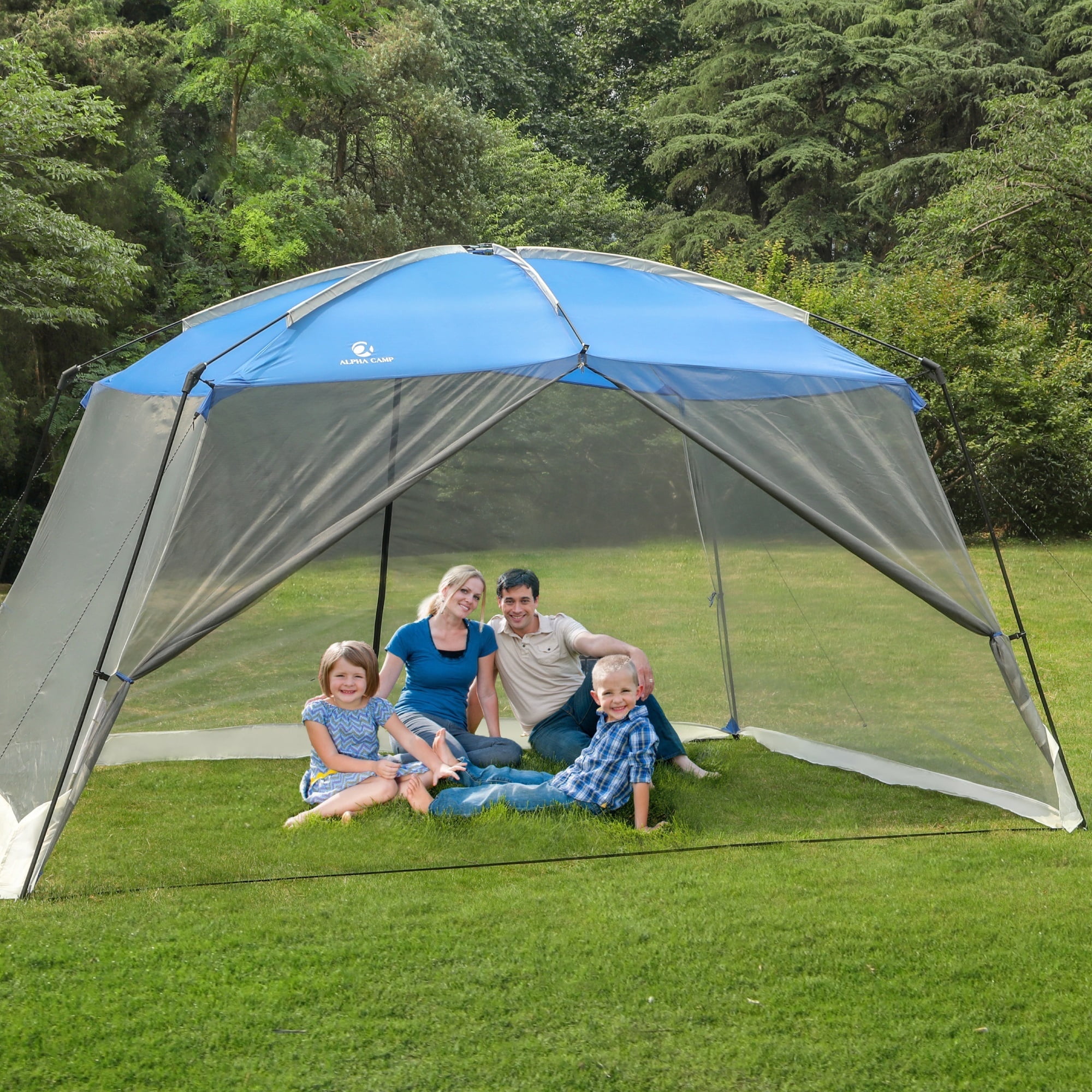 Alpha Camper 13 x 9 Screen House Canopy Sun Shade with One Room Blue