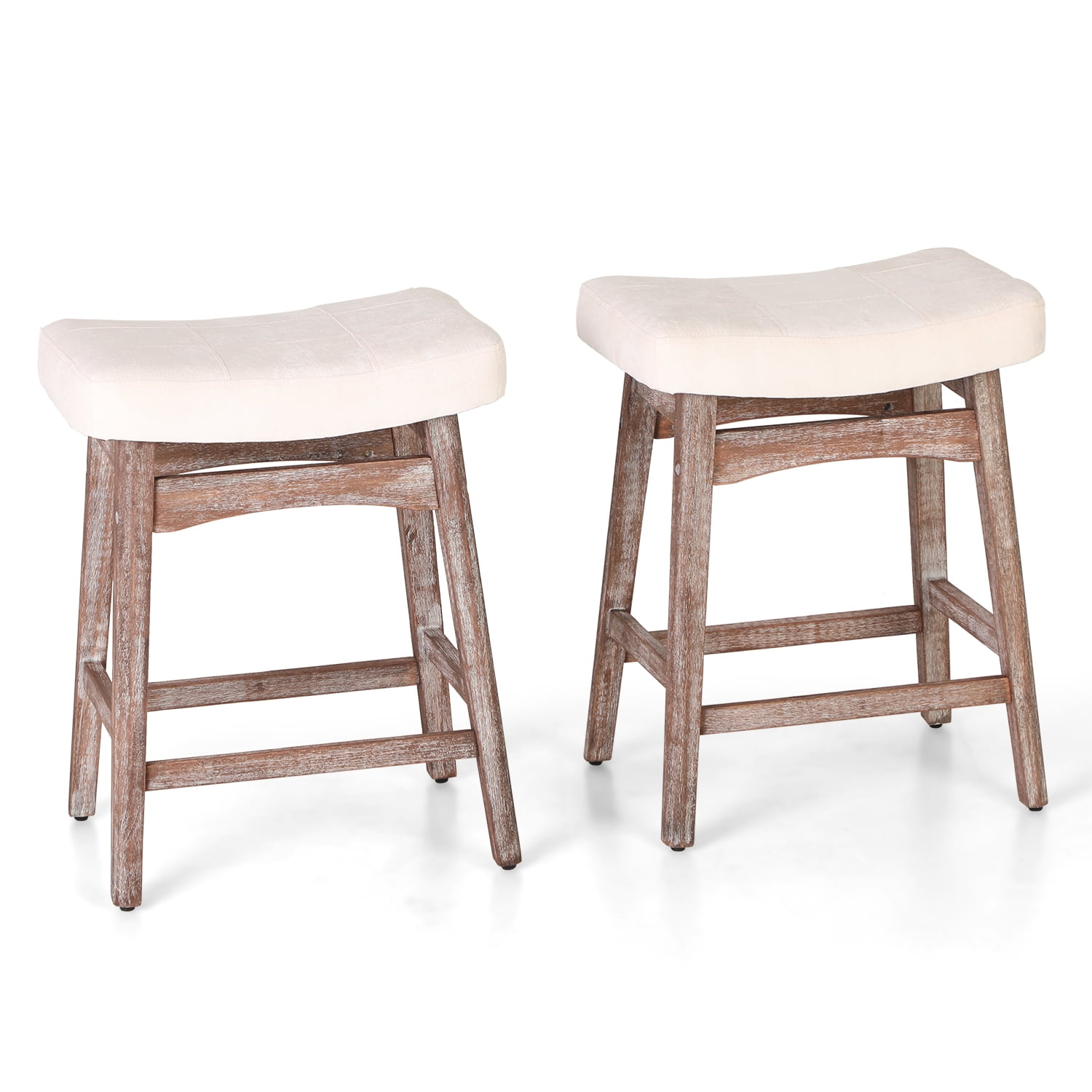 Alpha Camper 24" Bar Stools PU Leather Bar Stool with Wood Legs, Set of 2