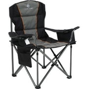 Alpha Camper Foldable Camping Chair Oversized Padded Heavy Duty Portable Quad Chair with Cooler Bag & Cup Holder Supports 450lbs, Black and Gray