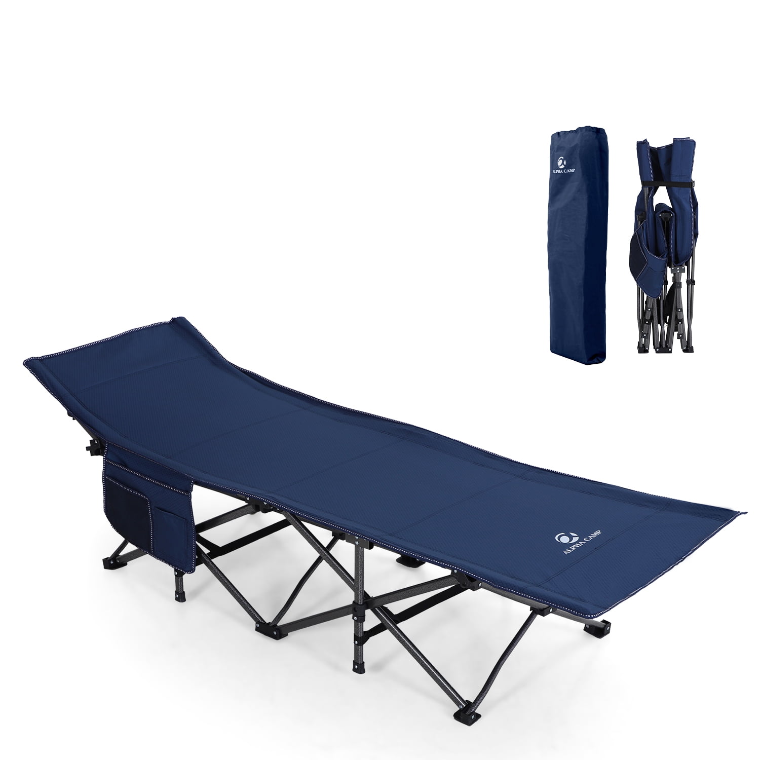 ALPHA CAMP Cama plegable de camping, resistente y resistente para adultos,  cuna de dormir de gran tamaño soporta 280 kg, marco de acero plegable  portátil con bolsa de transporte : : Deportes
