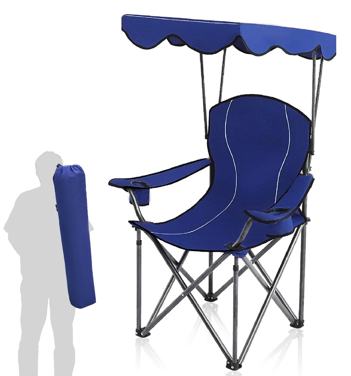 Alpha Camper Folding Canopy Chair Beach Camping Chair with Cup