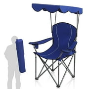 Alpha Camper Folding Canopy Chair Beach Camping Chair with Cup Holder and Storage Bag Suitable for Outdoor Camping Fish, Blue