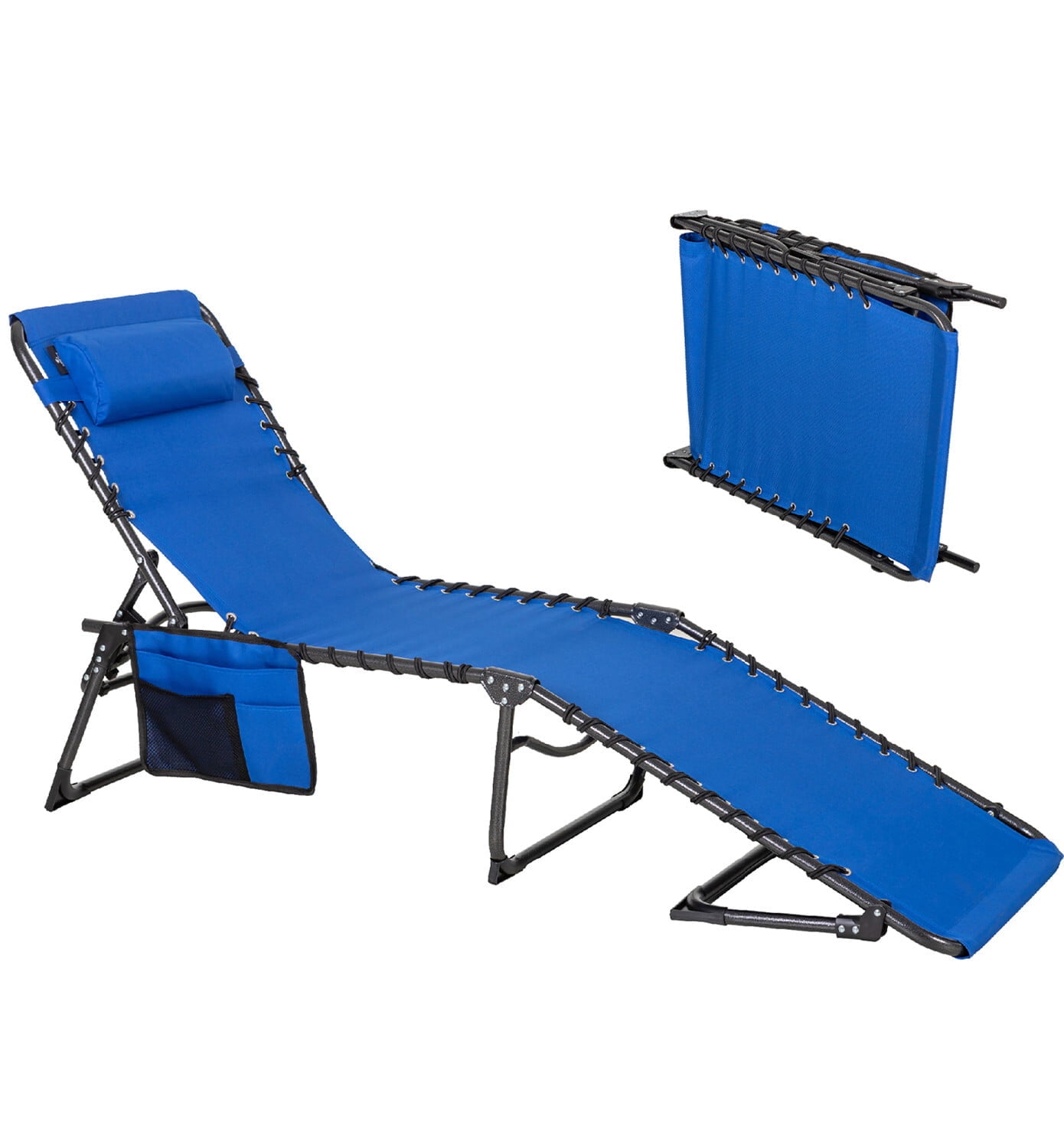 Alpha Camper Folding Chair with W/Pillow & 5 Position Adjustable Backrest for Patio, Camping, and Poolside, Blue - image 1 of 10