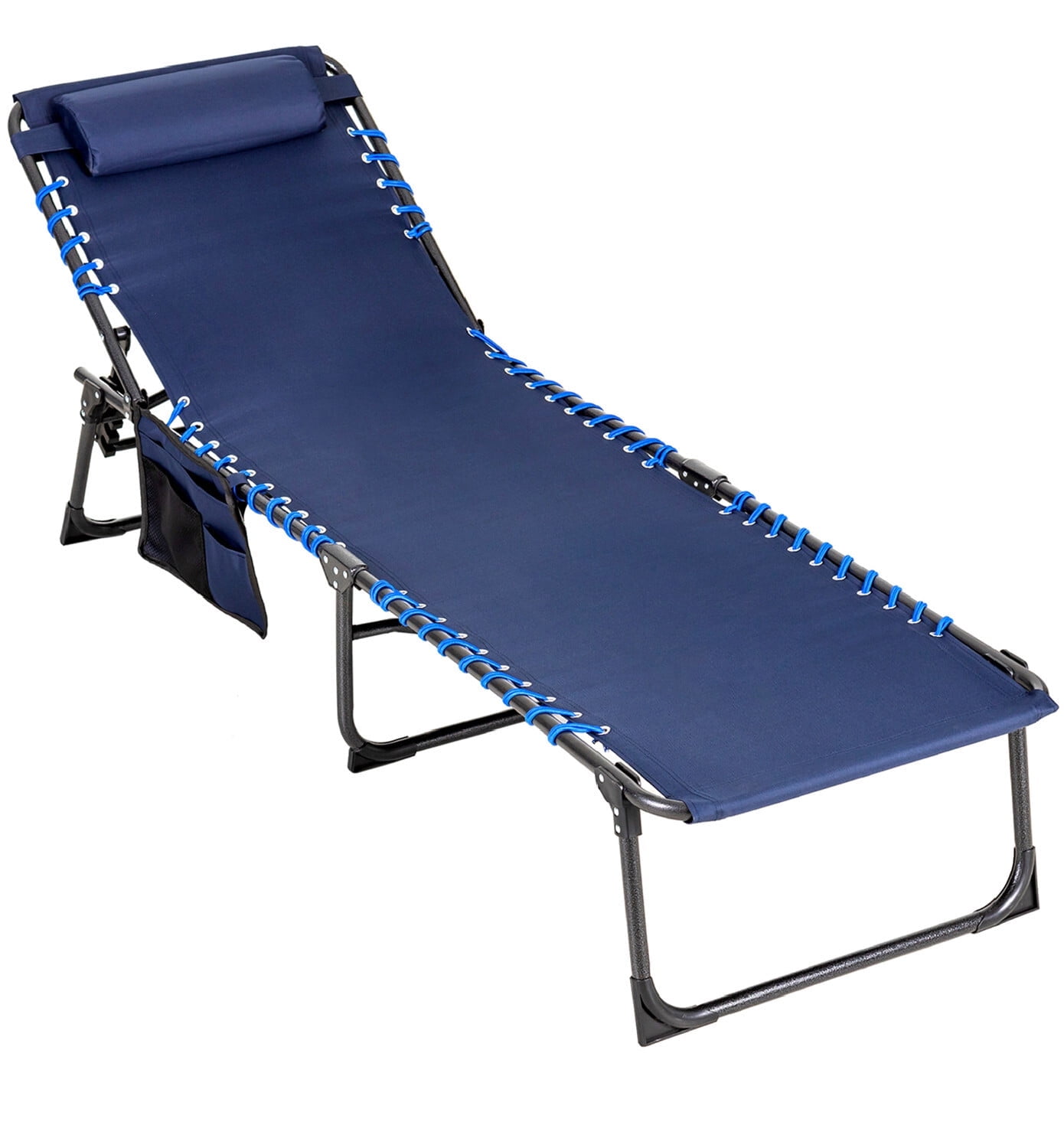 Alpha Camper Folding Chair with W/Pillow & 5 Position Adjustable Backrest for Patio, Camping, and Poolside, Navy - image 1 of 11