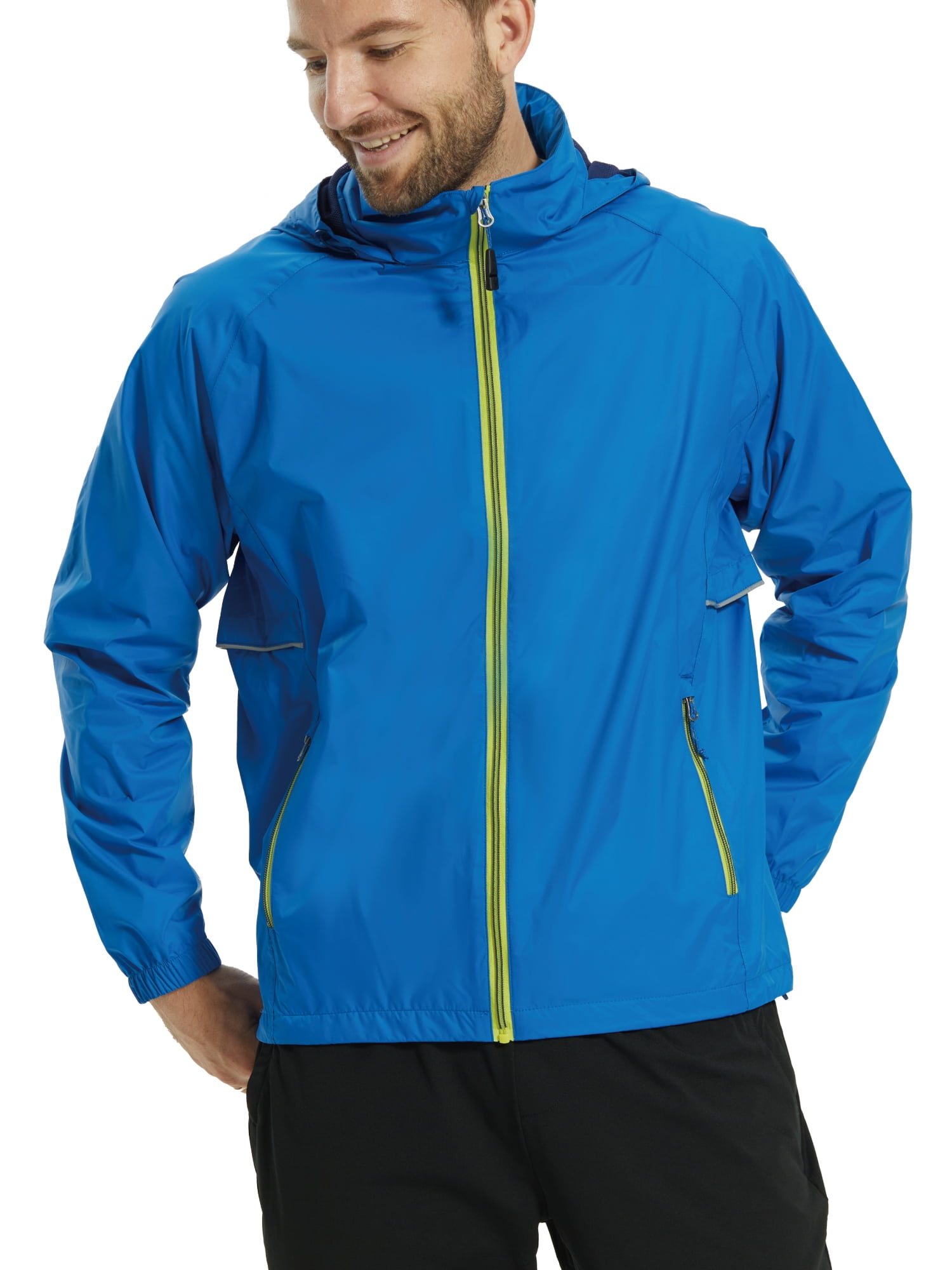 Alpha Camper Men's Waterproof Softshell Rain Jacket with Hood, Blue