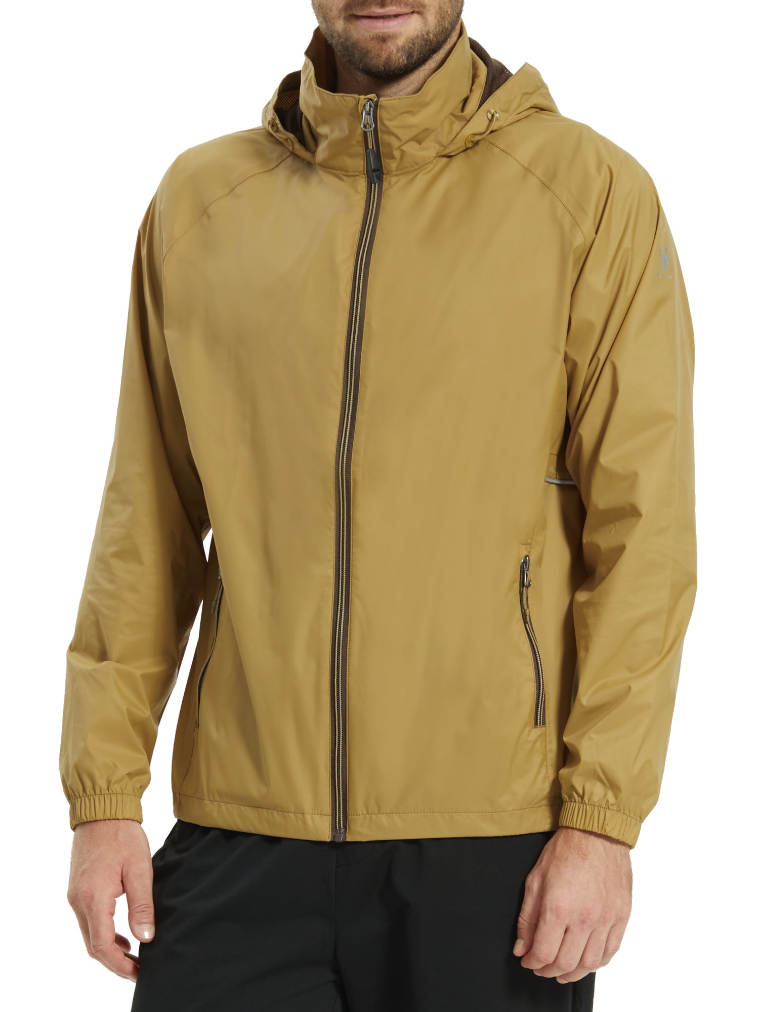 Alpha Camper Men's Waterproof Softshell Rain Jacket with Hood, Camel