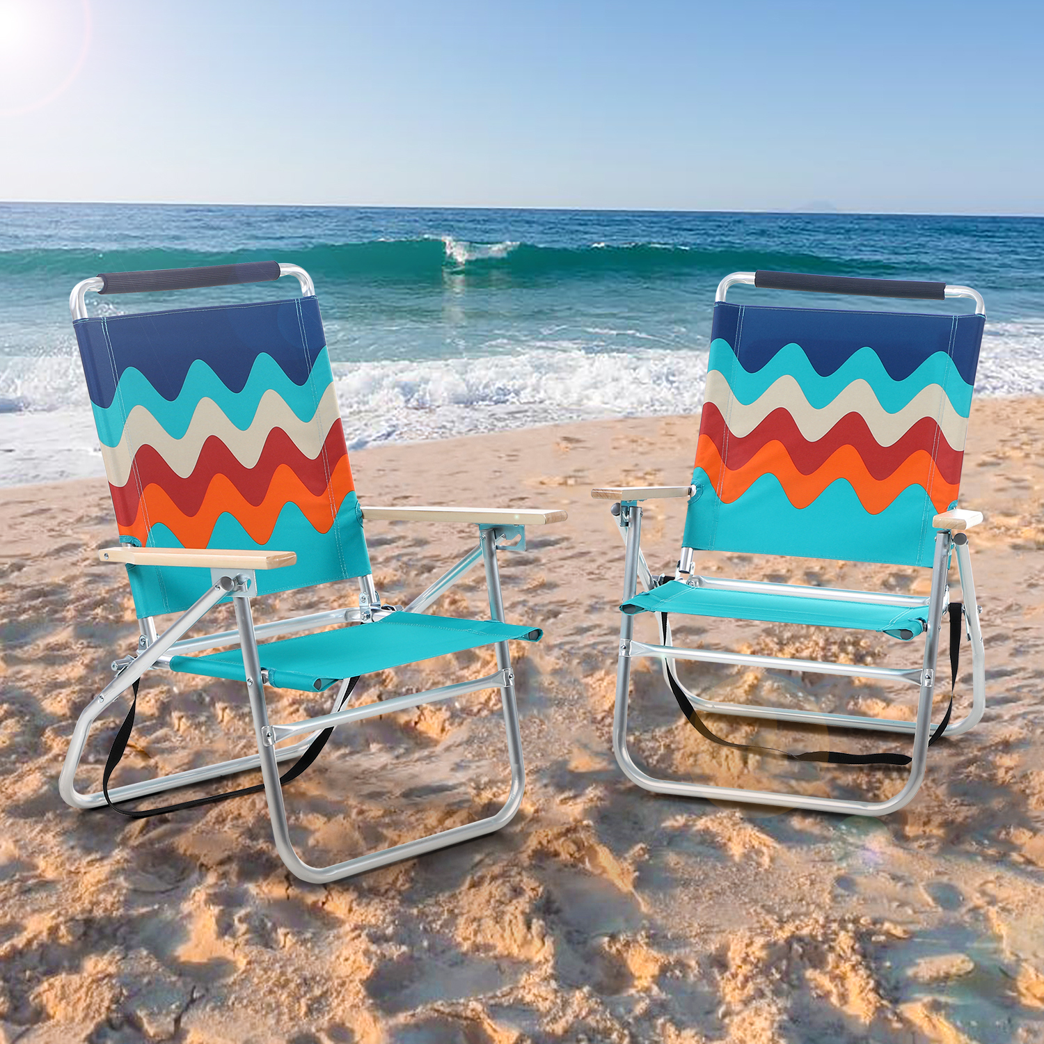 BoToys Portable Beach Mat Padded Lounge Chair and Tote (Plain Blue)