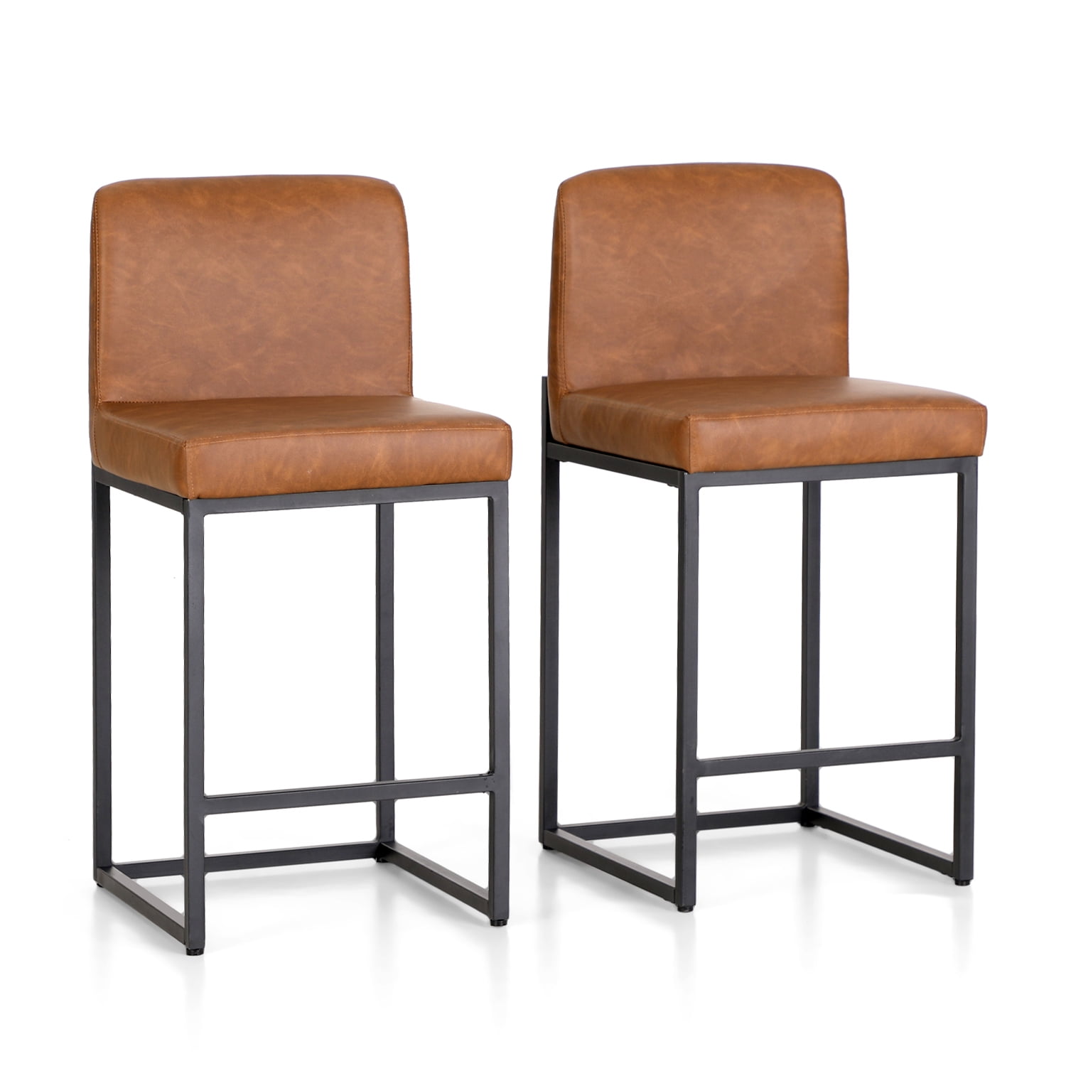 Nathan James Dahlia Counter Height Bar Stool - Boucle Upholstered With Back, Mid-Century Metal Legs, Light Cream