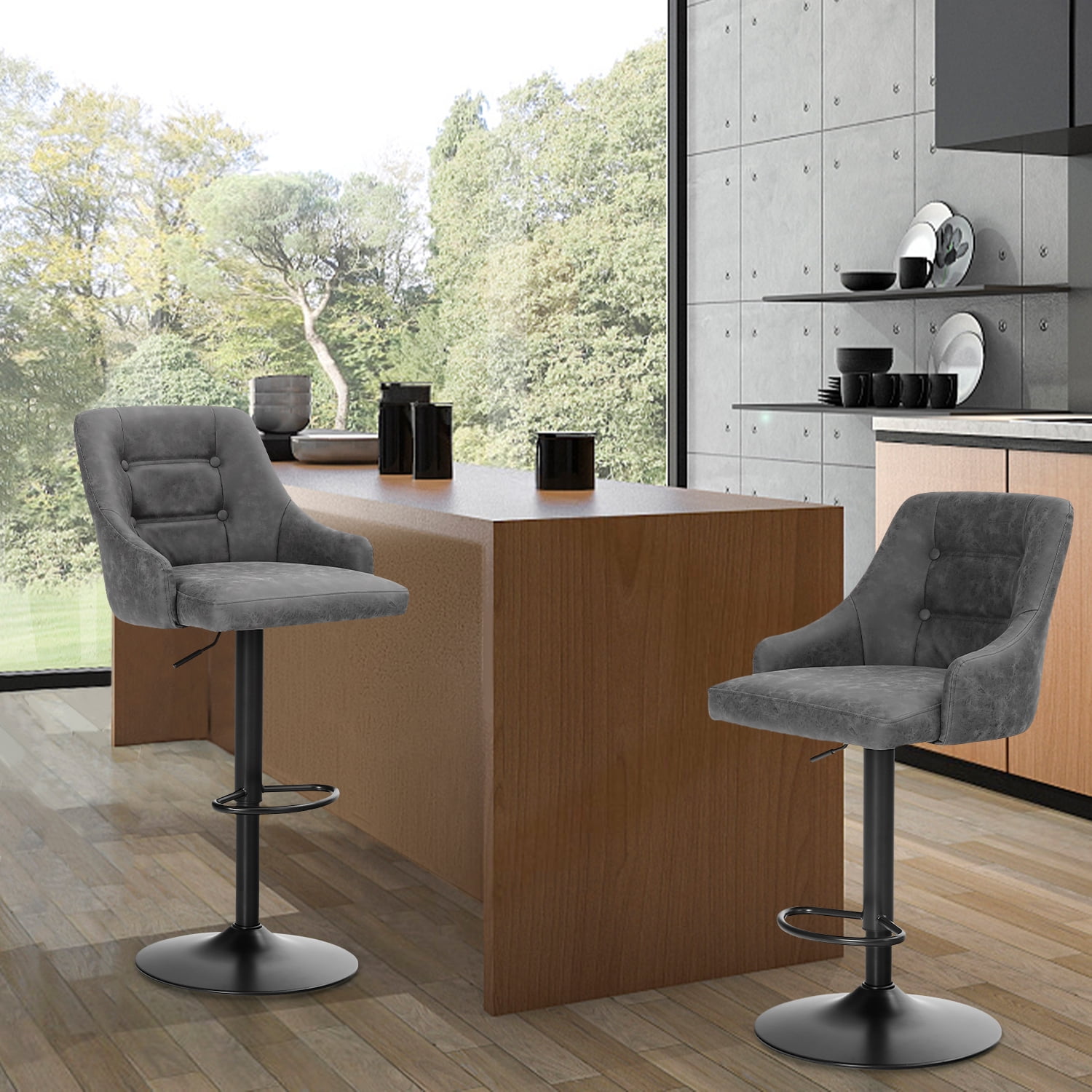 Alpha Camper Swivel Backrest Bar Stool Counter Height Faux