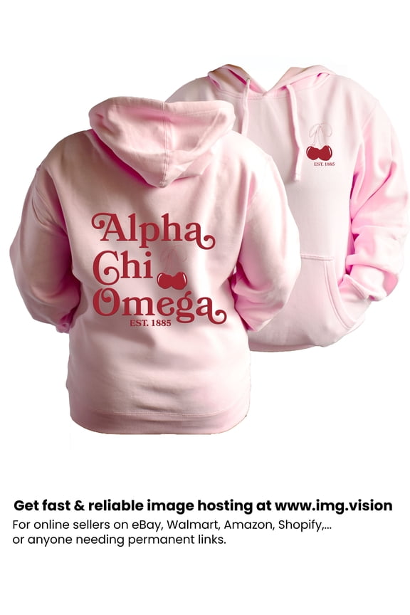 Alpha Chi Omega Sweatshirt, Hooded Sweatshirt with Cherries Design, Size Medium