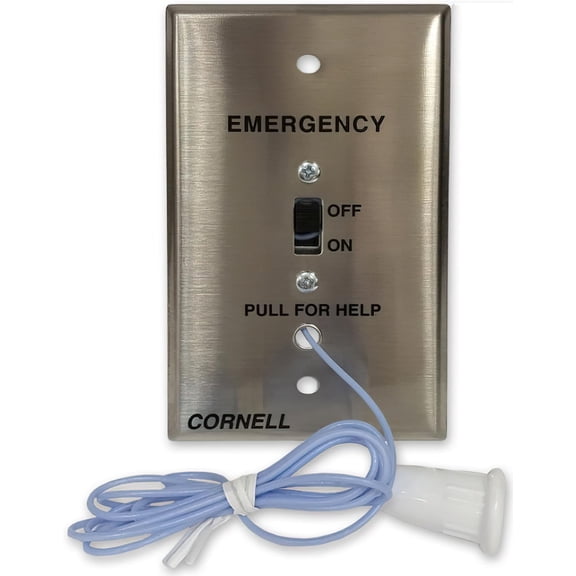 Alpha Communications E-114-1 Emergency Pull Cord Station with Stainless Steel Faceplate and 6-Foot Nylon Cord