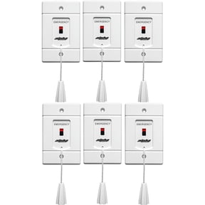 Alpha Communications SF117/2A Pack of 6 Emergency Call Switch; Red Call-Placed Indicator; Durable ABS Plastic Faceplate; 2 Circuits to Operate 1-2 Signaling Devices; 125V, 2A