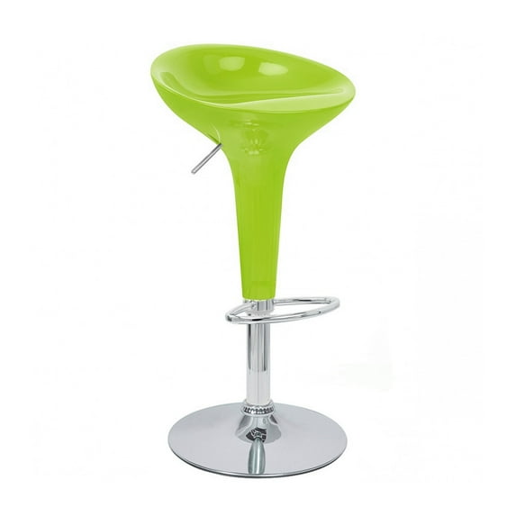 Alpha Contemporary Bombo Style Adjustable Barstool - Lime Green