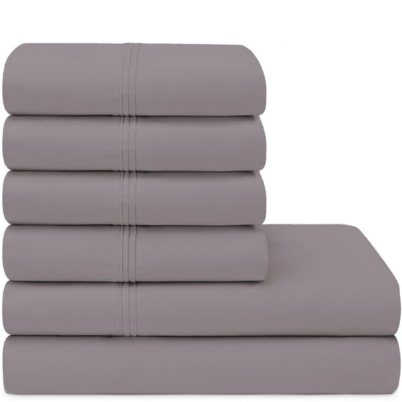 Alpha Cotton Luxury Sateen 1500 Thread Count Bed Sheet Set, Full, Lavender Mist, 6-Pieces