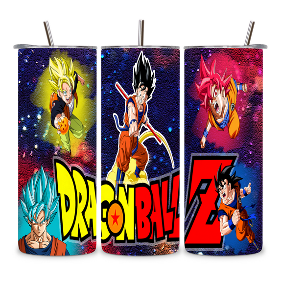 Alpha Printing 20oz Tumbler with Straw – Dragon Ball Goku Phases Collage, Insulated Mug