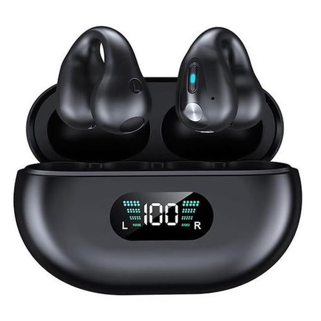 Alpha Digital Wireless Bluetooth Bone Conduction Ear Clip Earbuds, Black