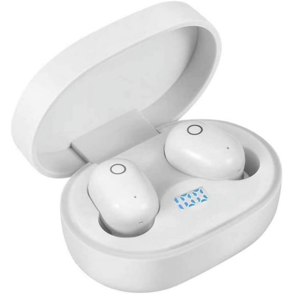 Alpha Digital Touch Control Wireless Ear-Buds, Bluetooth 5.0, Easy Pairing, LED Power Indicator, Noise Canceling, True Stereo Bass Sound Quality, Dust-Proof, Waterproof,12 Hours Play time, White