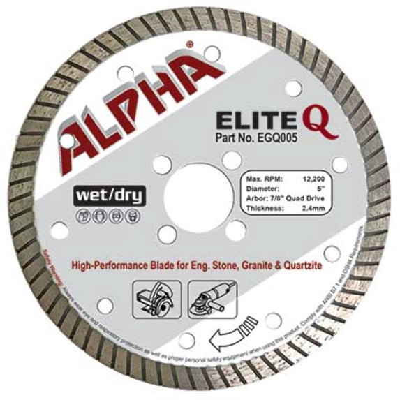 Alpha Elite Q Turbo Rim Wet/Dry Cutting Blade for Eng. Stone, Granite Quartzite