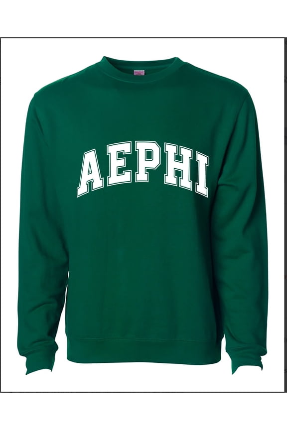 Alpha Epsilon Phi Sweatshirt, Crewneck Sweatshirt with Varsity Greek Letters Design, Sorority Brand Colors - Size Medium