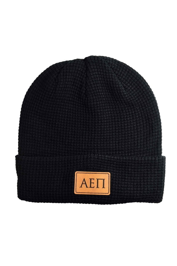 Alpha Epsilon Pi Fraternity Hat, Black Winter Beanie Hat with Greek Letters Patch