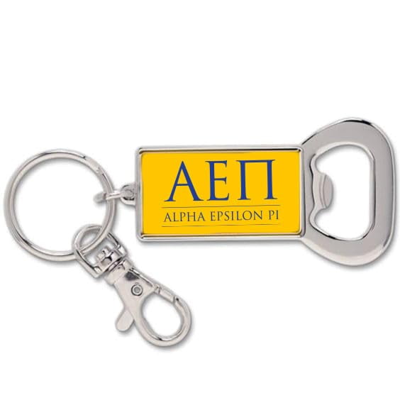 Alpha Epsilon Pi Fraternity Keychain - Flat Bottle Opener with Greek Letters and Fraternity Name in Official Colors, Alpha Epsilon Pi Keyring