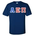 thumbnail image 1 of Alpha Epsilon Pi Greek Letter American Flag Tee Small Royal Blue, 1 of 1
