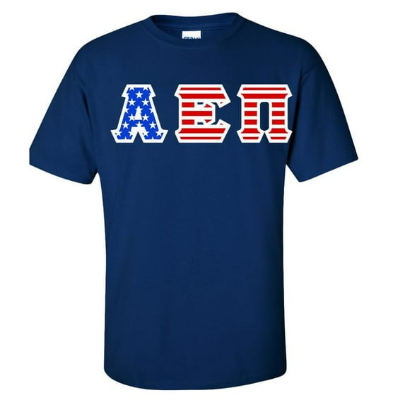 Alpha Epsilon Pi Greek Letter American Flag Tee Small Royal Blue