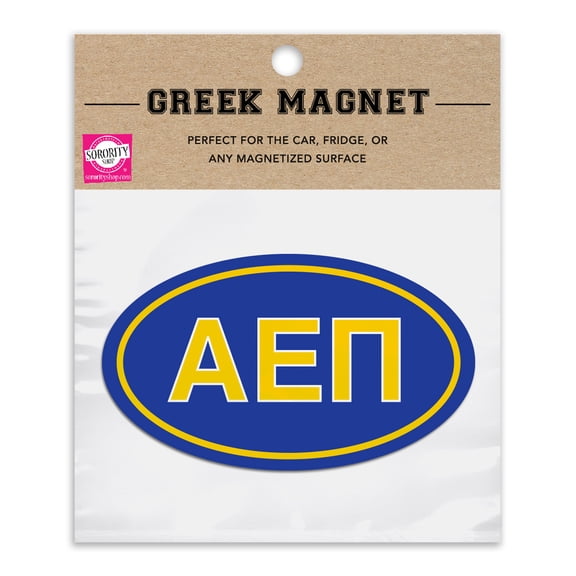 Alpha Epsilon Pi Oval Fraternity Car Magnet Set of 2 - Removable, No Residue, All-Weather Magnets for Fraternity Guys and Student Drivers