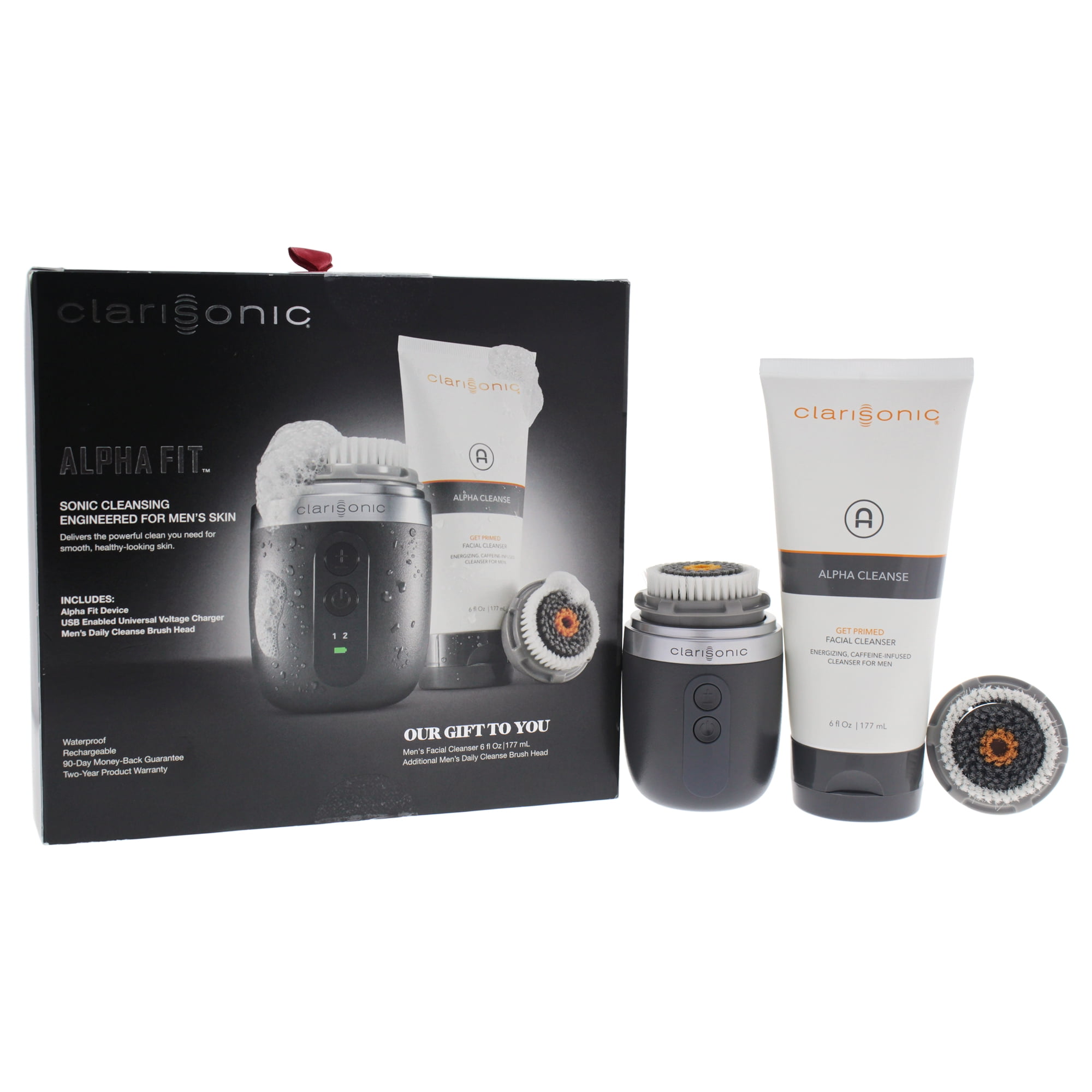 Alpha Fit Sonic Cleansing System - Gray by Clarisonic for Men - 5 Pc Kit Alpha Fit - Gray, USB Enabl