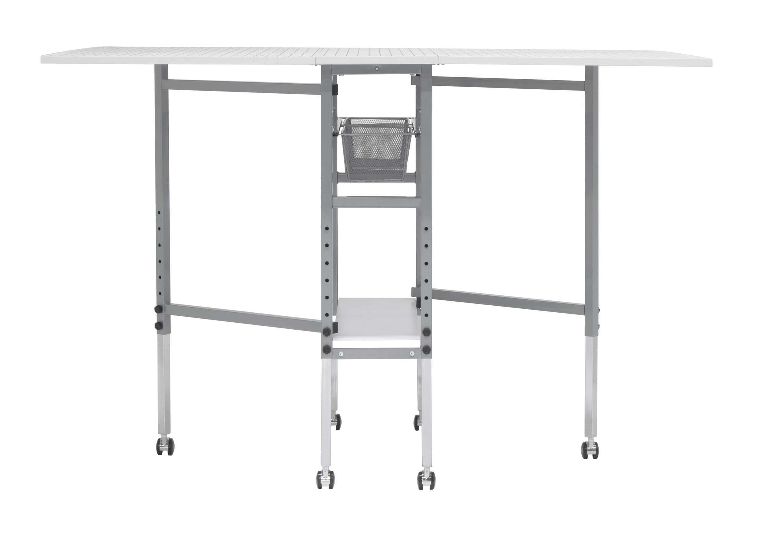 Alpha Foldable Craft Table with Grid in White / Silver