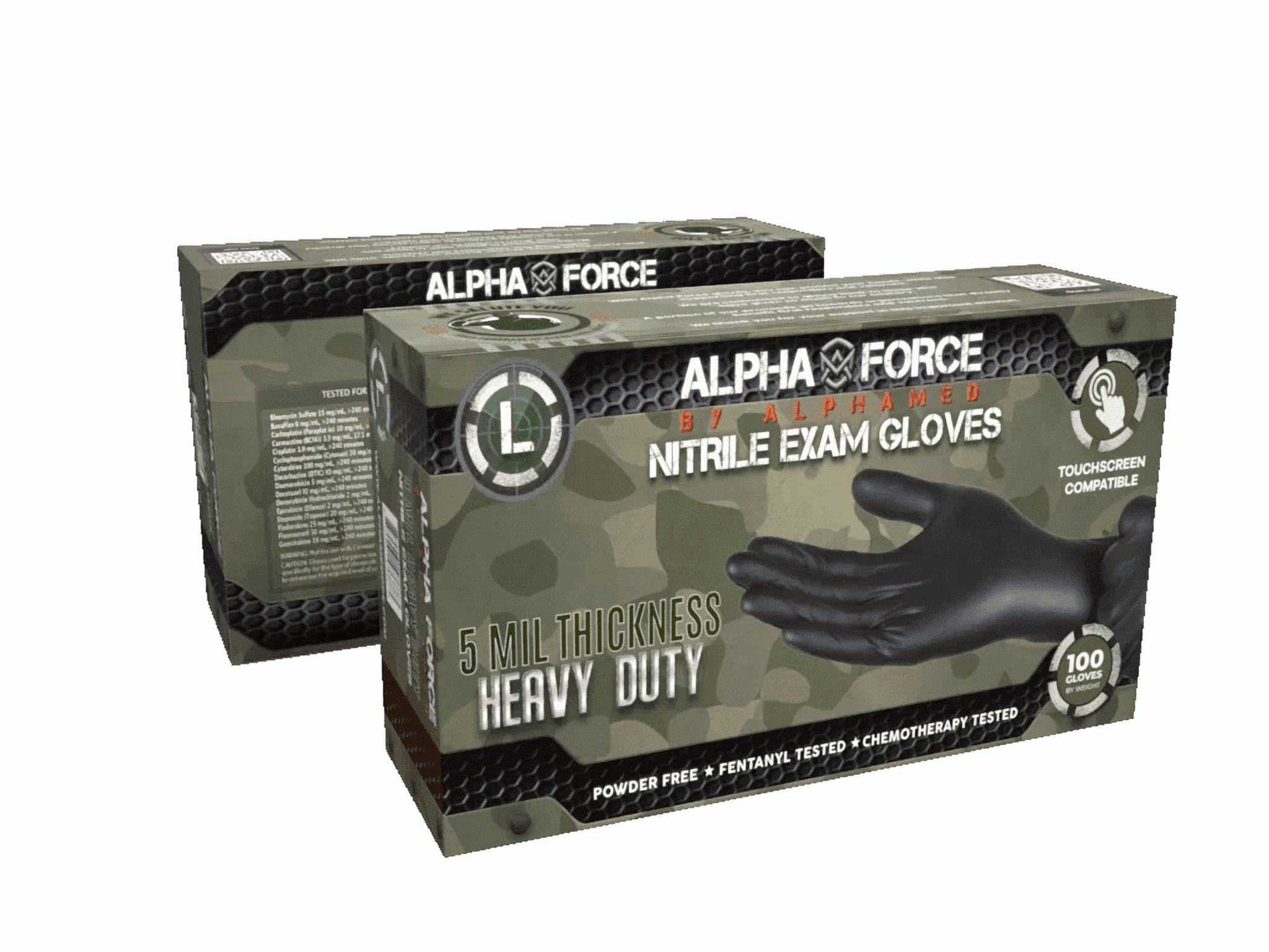 Alpha Force 5 mil Black Nitrile Gloves – Heavy Duty, Chemo Tested ...
